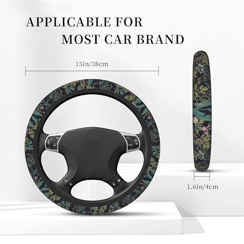 CTVSLFU Steering Wheel Cover Universal Fit Car Interior Accessories for Women 15 Inch Breathable Anti Slip Odorless Neoprene Steering Wheel Cover for Car Decor Protector - Vintage Daisy Dandelion Flower 012 - Image 3