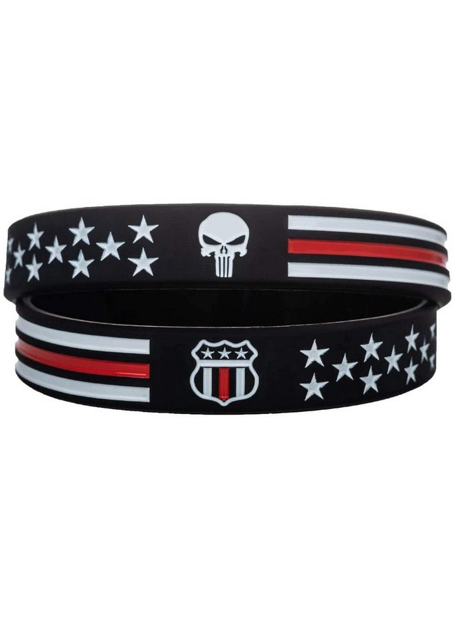 Sainstone Power Of Faith Usmc Skull Thin Red Line Silicone Bracelets With American Flag Military Rubber Wristbands Gifts For U.S. Marine Corps Coast Guard And Army (Unisex) - Image 3