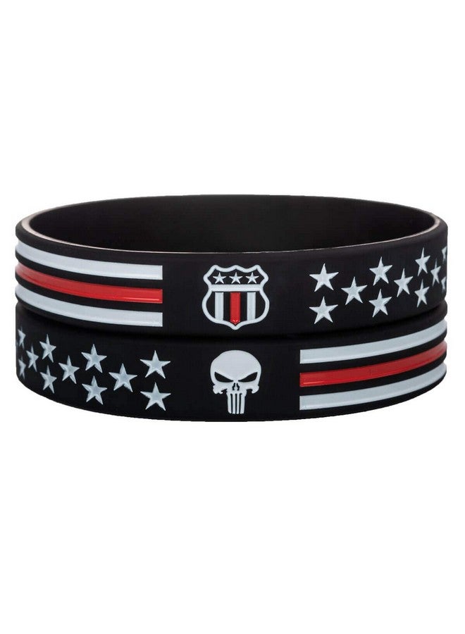 Sainstone Power Of Faith Usmc Skull Thin Red Line Silicone Bracelets With American Flag Military Rubber Wristbands Gifts For U.S. Marine Corps Coast Guard And Army (Unisex) - Image 4