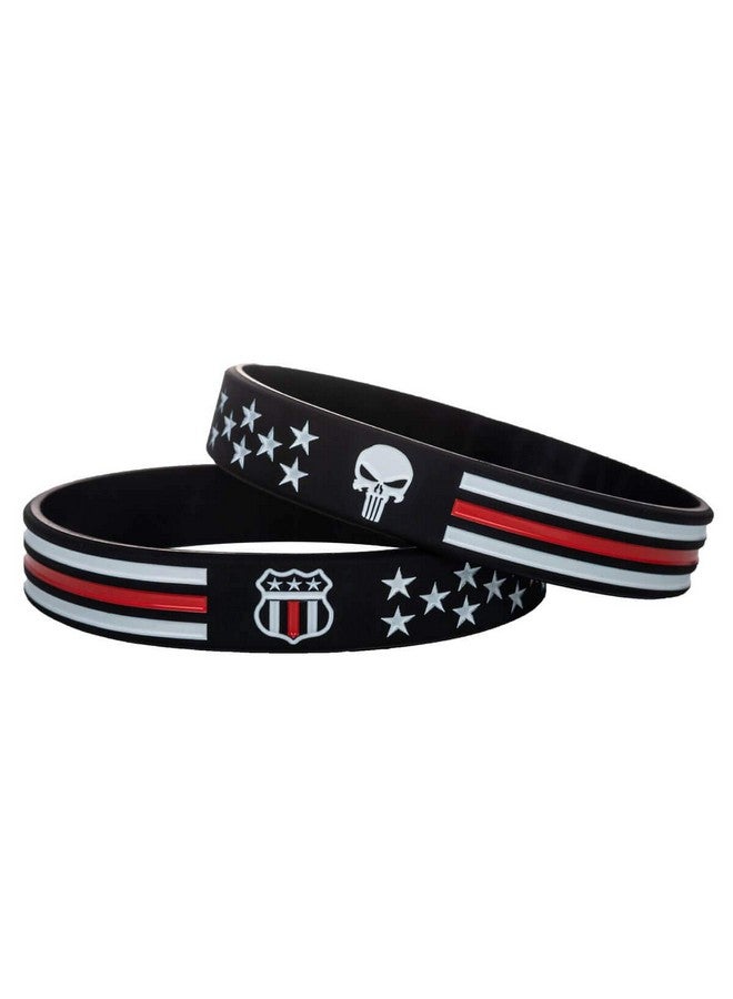 Sainstone Power Of Faith Usmc Skull Thin Red Line Silicone Bracelets With American Flag Military Rubber Wristbands Gifts For U.S. Marine Corps Coast Guard And Army (Unisex) - Image 5