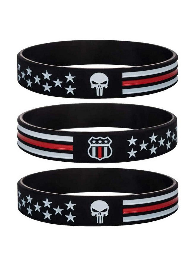 Sainstone Power Of Faith Usmc Skull Thin Red Line Silicone Bracelets With American Flag Military Rubber Wristbands Gifts For U.S. Marine Corps Coast Guard And Army (Unisex) - Image 2