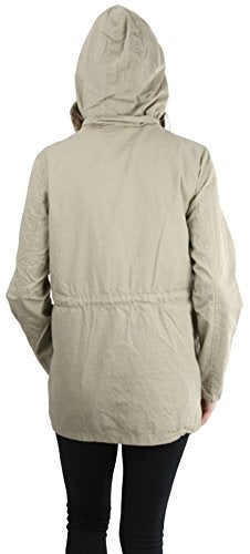 ToBeInStyle Drawstring Waist Women's Hooded Jacket - Plaid Lined- Classic Khaki- Small - Image 5