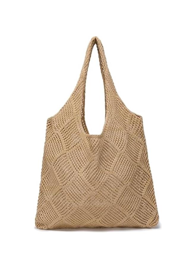HOOKOR Crochet Bags for Women Summer Beach Tote Bag, Aesthetic Tote Bag, Hand Shoulder Bag,Women's Totes Knit Bag  - Image 1