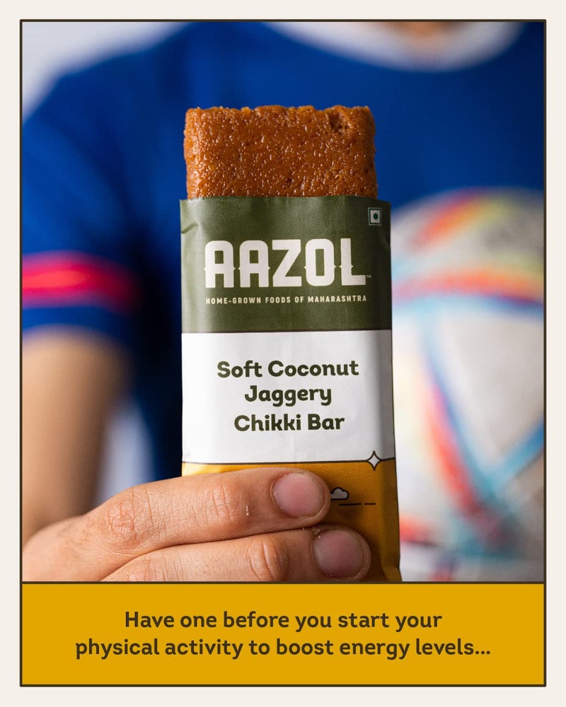 Aazol Soft Coconut Jaggery Chikki Bar (Pack of 6) | High-energy Snacks Bar | Contains Nutritious Coconut and Mineral-rich Liquid Jaggery | Soft Crumbly Texture | No Refined Sugar or Preservatives‚Ä¶ - Image 2