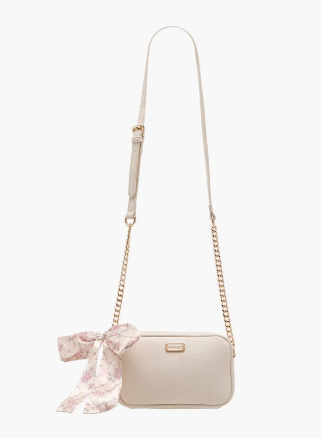 MISSY Women's Scarf Accent Crossbody Bag with Chain Accent Strap and Zip Closure
