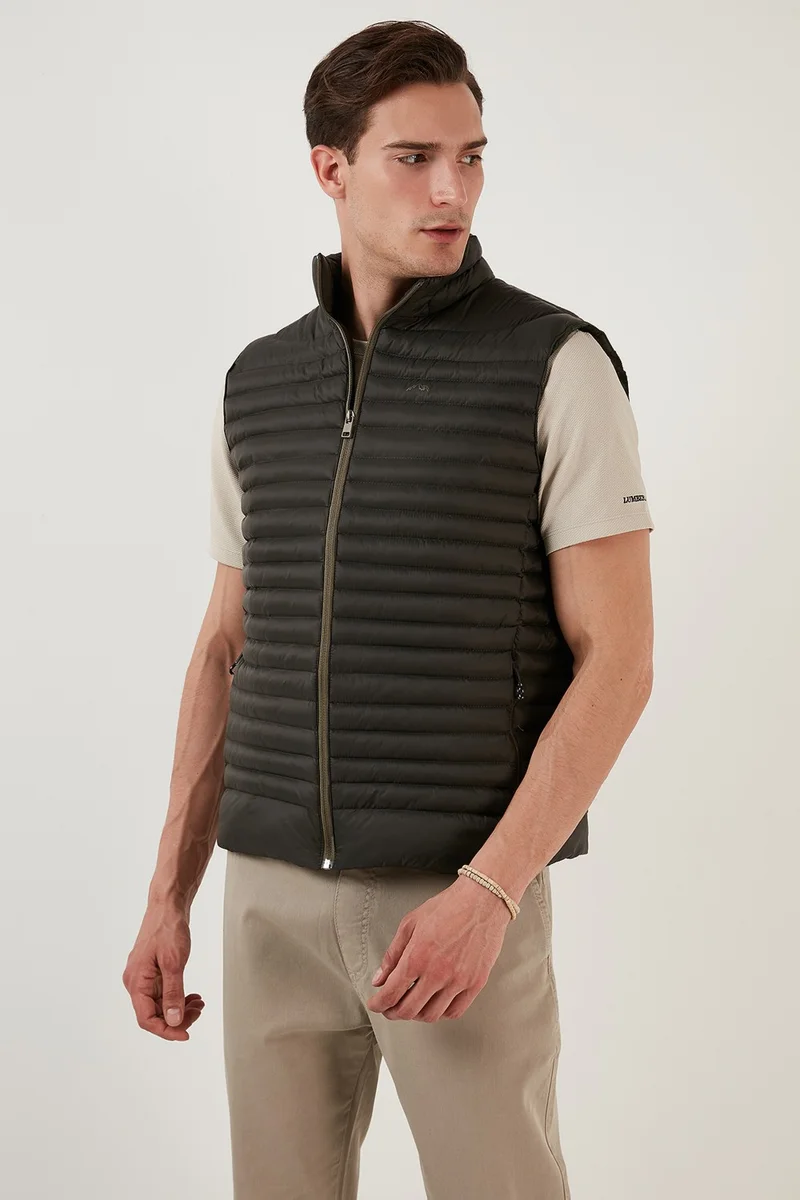 بوراتي Regular Fit Stand Collar Pocket Quilted Puffer Vest Men's VEST 497KIM