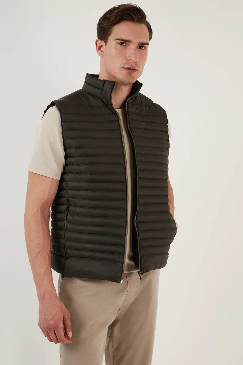 بوراتي Regular Fit Stand Collar Pocket Quilted Puffer Vest Men's VEST 497KIM
