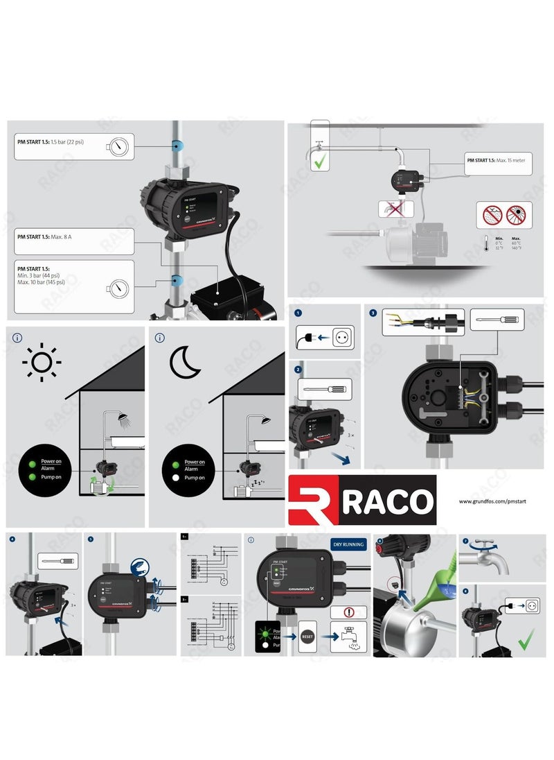 Grundfos RACO Grundfos PM START Electronic Pressure Control Kit Automatic Start/Stop Pressure Manager Made in Italy  - Image 3