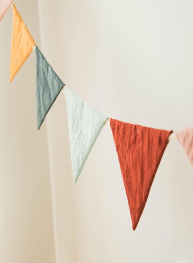 BEIOUDEXIN 3.9ft Half Circle Cotton Banner - Double-Sided Nursery & Kids Room Decor for Tents, Birthday Parties | Soft Pastel Hanging Pennants Pastel pennant banner (Double-layer cotton fabric) - Image 3