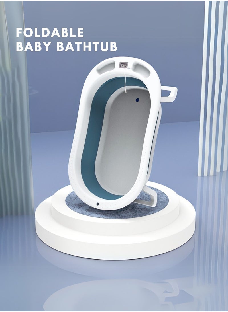 Moms Magic Foldable Bathtub with Thermometer – Storage Box, Easy to Clean, Color-Changing Water Plug, Comfortable for Babies to Sit or Lie Down  - Image 2