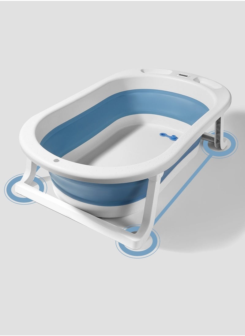 Moms Magic Foldable Bathtub with Thermometer – Storage Box, Easy to Clean, Color-Changing Water Plug, Comfortable for Babies to Sit or Lie Down  - Image 3