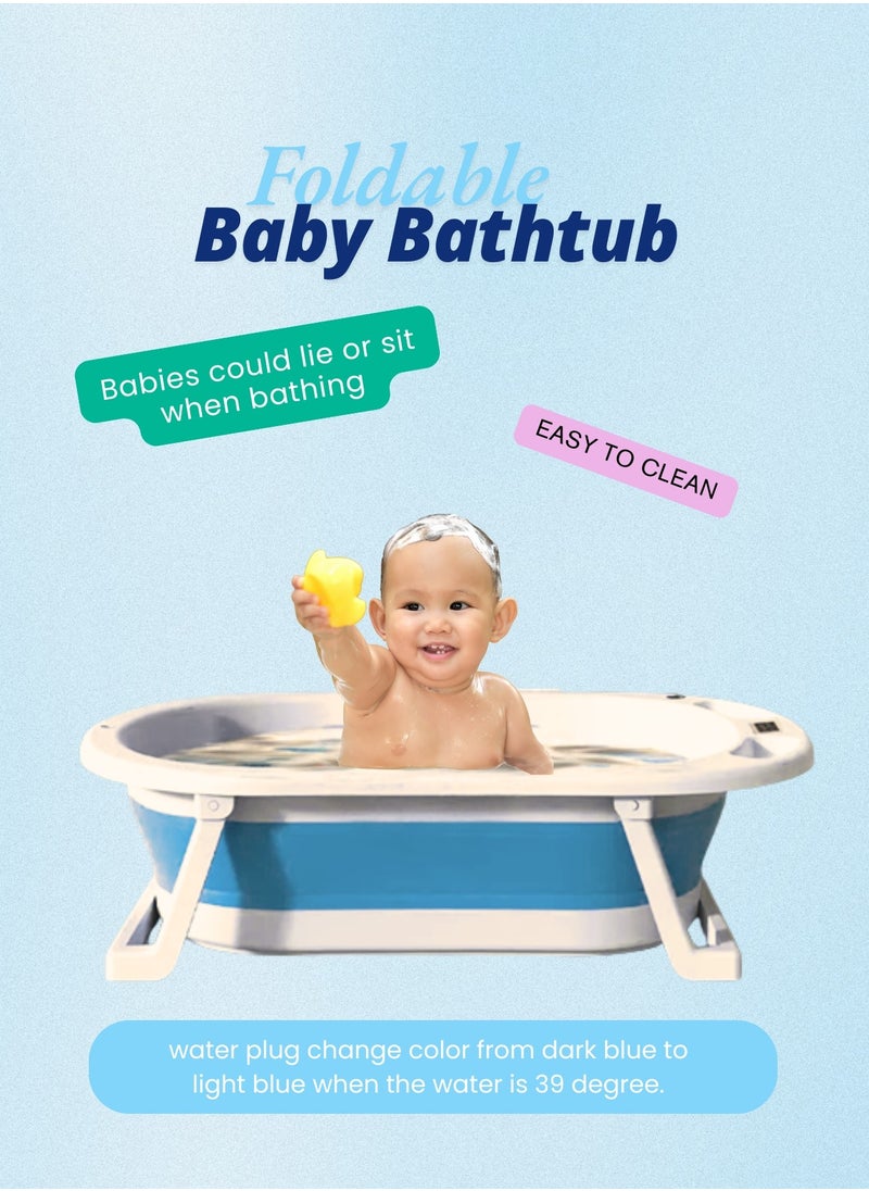 Moms Magic Foldable Bathtub with Thermometer – Storage Box, Easy to Clean, Color-Changing Water Plug, Comfortable for Babies to Sit or Lie Down  - Image 4