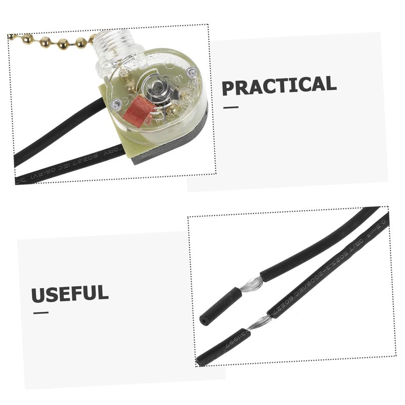 مفتاح سلسلة سحب مروحة سقف ذهبي بديل 3 قطع سهلة التركيب للإضاءة - Image 4