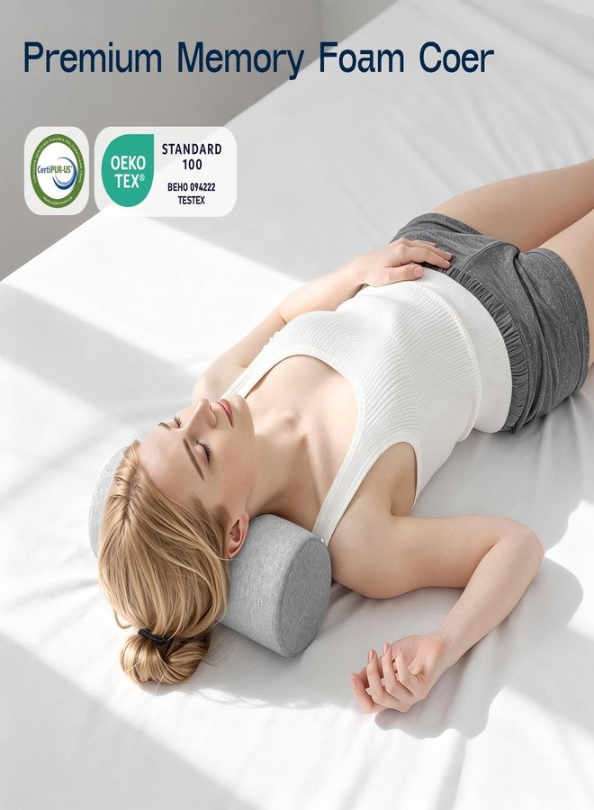 Forcanby Neck Roll Pillow, Memory Foam Neck Support Pillows, Round Neck Pillows, Cylinder Bolster Pillows for Bed, Couch, and Yoga, Removable Washable Cover,15.7 * 5 * 5 inch (Grey) - Image 5