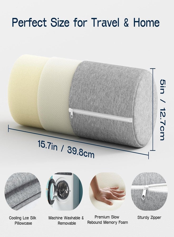 Forcanby Neck Roll Pillow, Memory Foam Neck Support Pillows, Round Neck Pillows, Cylinder Bolster Pillows for Bed, Couch, and Yoga, Removable Washable Cover,15.7 * 5 * 5 inch (Grey) - Image 2