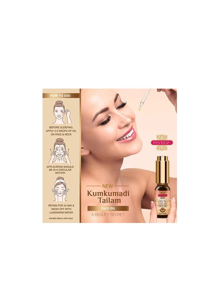 Inveda - Inveda Kumkumadi Tailam Face Oil Prevents Dull Skin Acne Spots 10ml - Image 1