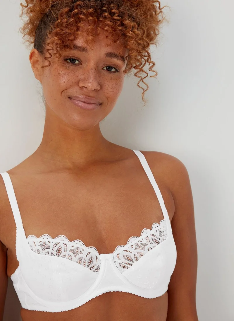 Matalan White White Jacquard Underwire Bra for Women | Best Price UAE