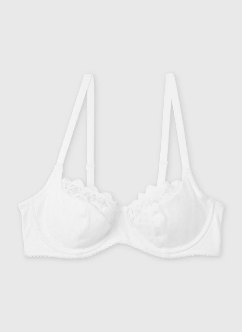 Matalan White White Jacquard Underwire Bra for Women | Best Price UAE