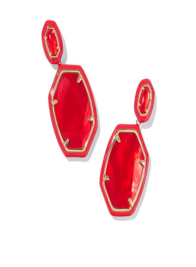 كيندرا سكوت، أقراط دافني النسائية المتدلية بإطار من المينا، لون أحمر شفاف، مقاس واحد