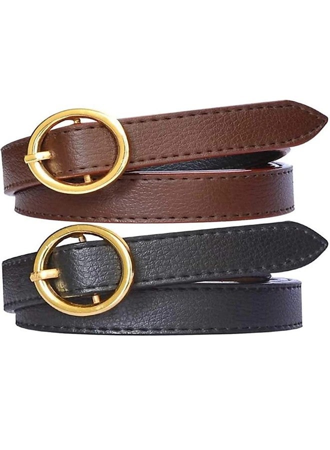 VTFlair Black And Brown Combo Women Casual Black Artificial Leather Belt,Belt for Jeans, Colour Black, Party & Casual Wear Ladies belt for women Ladies Belt for jeans - Image 1