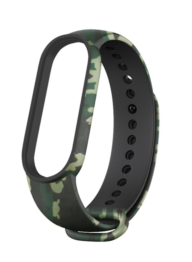 HEXABEX Replacement Mi Band 7 Strap Band Camouflage Silicone Army Green  - Image 1