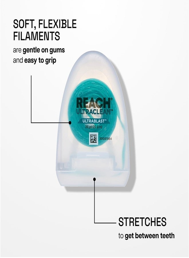 ريتش ألترا كلين ألترا بلاست، خيط تنظيف الأسنان بنكهة النعناع المنعش، مزيل للويحات السنية، مقاوم للتقطع، مشمع، لطيف على اللثة والأسنان، نفس منعش، عناية بالفم، خالٍ من مركبات PFAS، للبالغين والأطفال، عبوة من 3 قطع، 25 ياردة - Image 3