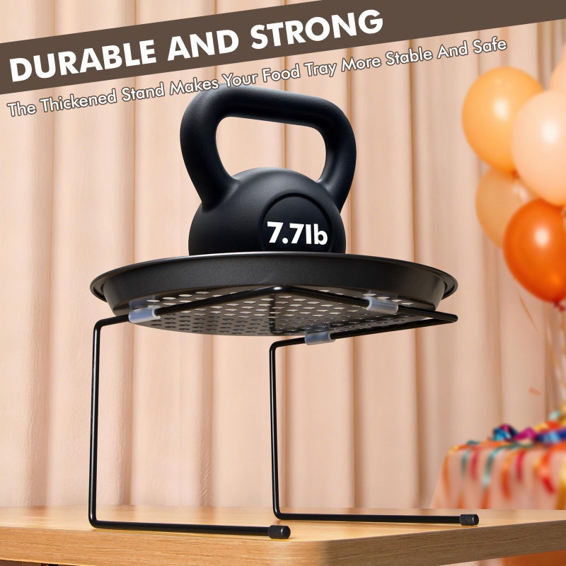 PUERSI 4 PCS Pizza Stand Holder with Non-Slip Pads, Black Metal Pizza Pan Display Stands, Food Platter Riser Serving Tray for Party Wedding - Image 5