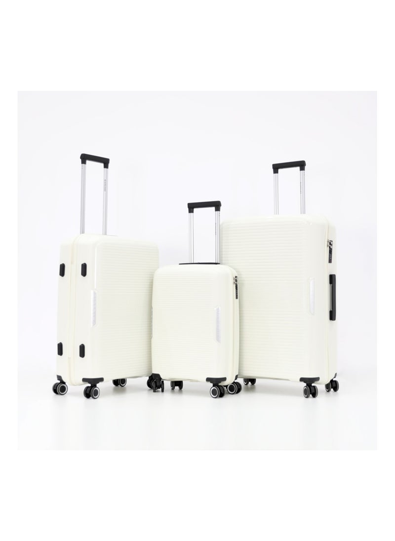 GIORDANO Hardshell Luggage Double Spinner Trolley Bag 3 Pieces Set,Ivory (S-20",M-24",L-28")  - Image 1