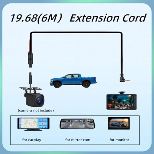Epronic 2.5mm to 4Pin Dash Cam Cable (6M/19.68Ft 4PIN), Car Rear View Camera Extension Cord for Dash Cam Carplay Screen Plug and Play Replacement Cable Support AHD1080P 720P Vehicle Backup Camera - Image 3