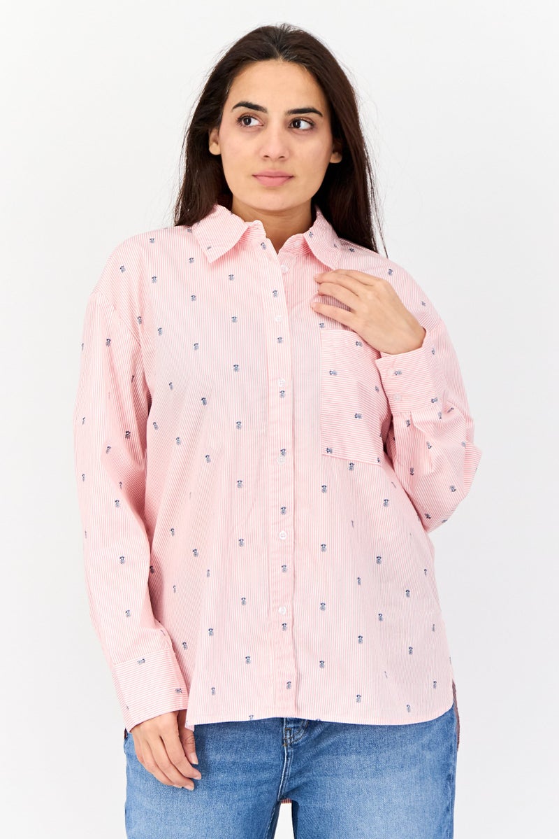 XOXO Women Regular Fit Stripe Long Sleeve Shirt, Multicolor - Image 1