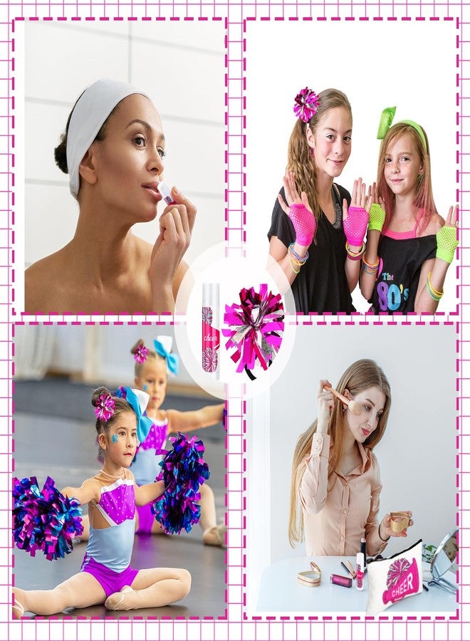 Bulyoou 48 Pcs Cheer Gifts Bulk for Team Cheer Gifts Bulk Include 12 Pcs Cheer Makeup Bag 12 Pcs Cheer Lip Balm 12 Pcs Lip Balm Holder 12 Pcs Hair Ropes for Women Cheerleader Teammates - Image 5