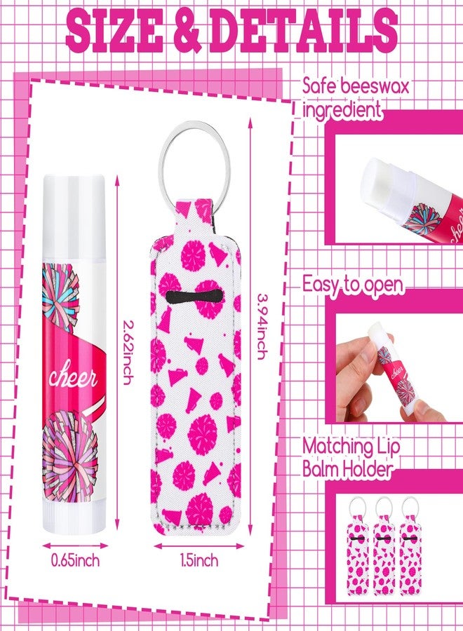 Bulyoou 48 Pcs Cheer Gifts Bulk for Team Cheer Gifts Bulk Include 12 Pcs Cheer Makeup Bag 12 Pcs Cheer Lip Balm 12 Pcs Lip Balm Holder 12 Pcs Hair Ropes for Women Cheerleader Teammates - Image 2