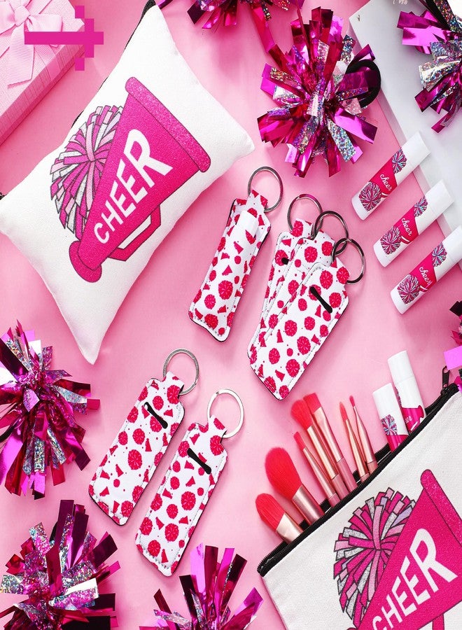 Bulyoou 48 Pcs Cheer Gifts Bulk for Team Cheer Gifts Bulk Include 12 Pcs Cheer Makeup Bag 12 Pcs Cheer Lip Balm 12 Pcs Lip Balm Holder 12 Pcs Hair Ropes for Women Cheerleader Teammates - Image 3