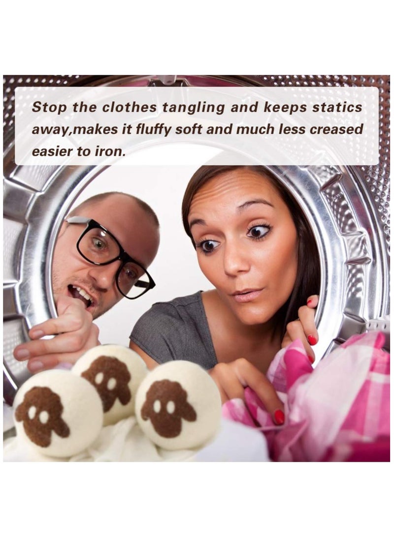 Tumble Dryer Balls, 6 Pack Wool Dryer Balls for Laundry, XL Size Reusable Laundry, Reduce Drying Time, Wrinkles and Static, Soften Fabric, Reduce Tangle and Make Clothes Fluffy, White for Tumble Dryer - Image 5