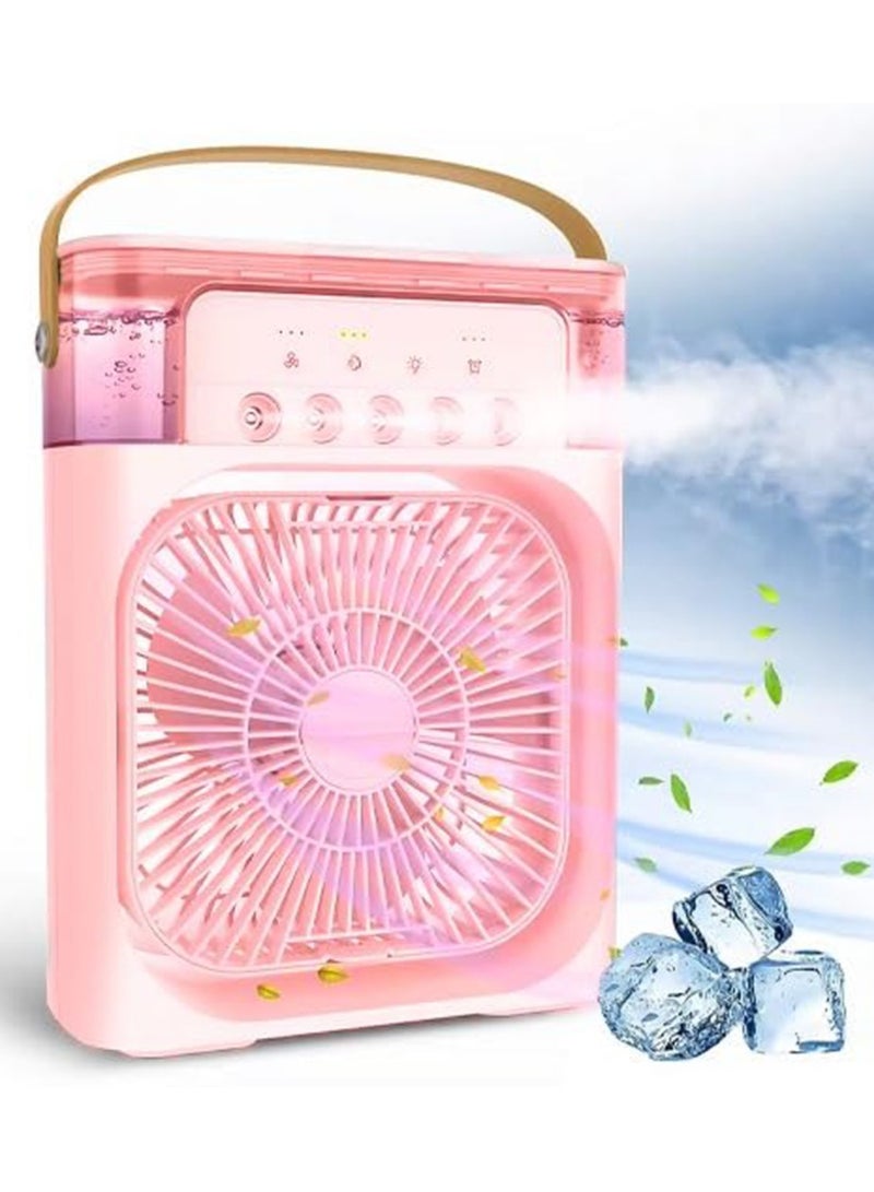 DubaiGallery مروحة مكيف هواء محمولة، مبرد هواء شخصي صغير بتقنية التبخر، وظيفة اهتزاز/مرطب/توقيت، مروحة تبريد سريعة مع ضوء LED للمكتب والغرفة والتخييم - Image 2