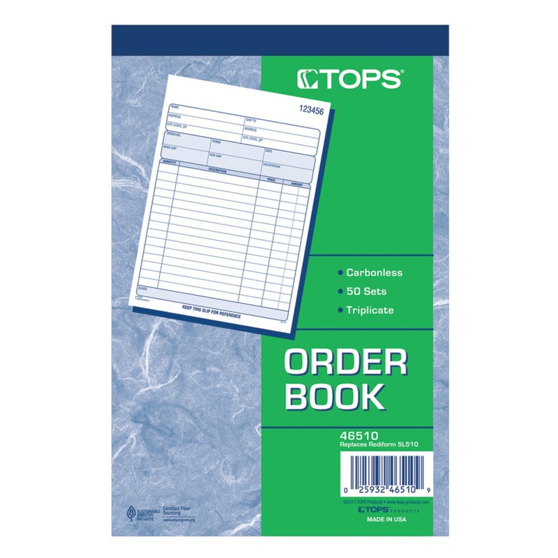 TOPS Sales Order Book, 3-Part, Carbonless, White/Canary/Pink, 5-9/16 x 7-15/16 Inches, 50 Sets per Book (46510) - Image 2