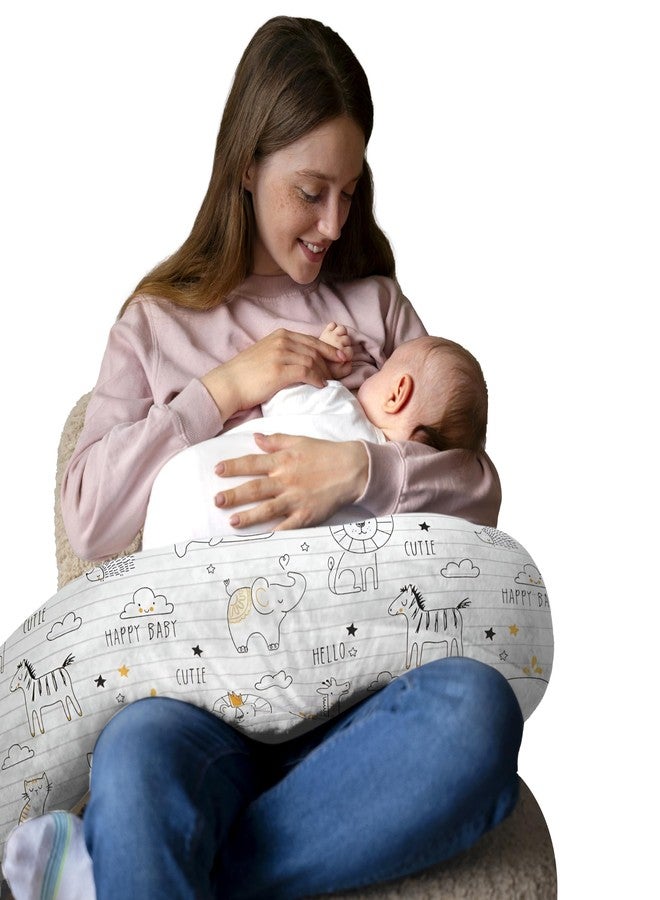 Windson Craft Baby Feeding Pillow with Detachable Cover, Safety Belt | Breastfeeding Pillow | Nursing Pillow (Notebook Animals) - Image 1