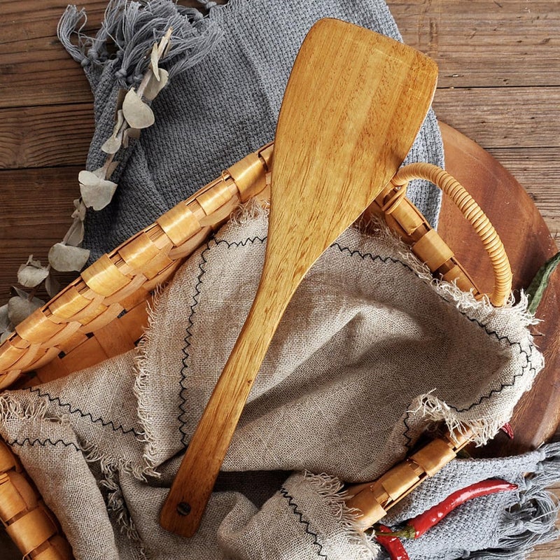FAVOMOTO Heat-resistant Wooden Cooking Spatula for Non-stick Pans, Long Handle Kitchen Utensil, Natural Wood Kitchen Gadget for Home Cooking and Frying - Image 5