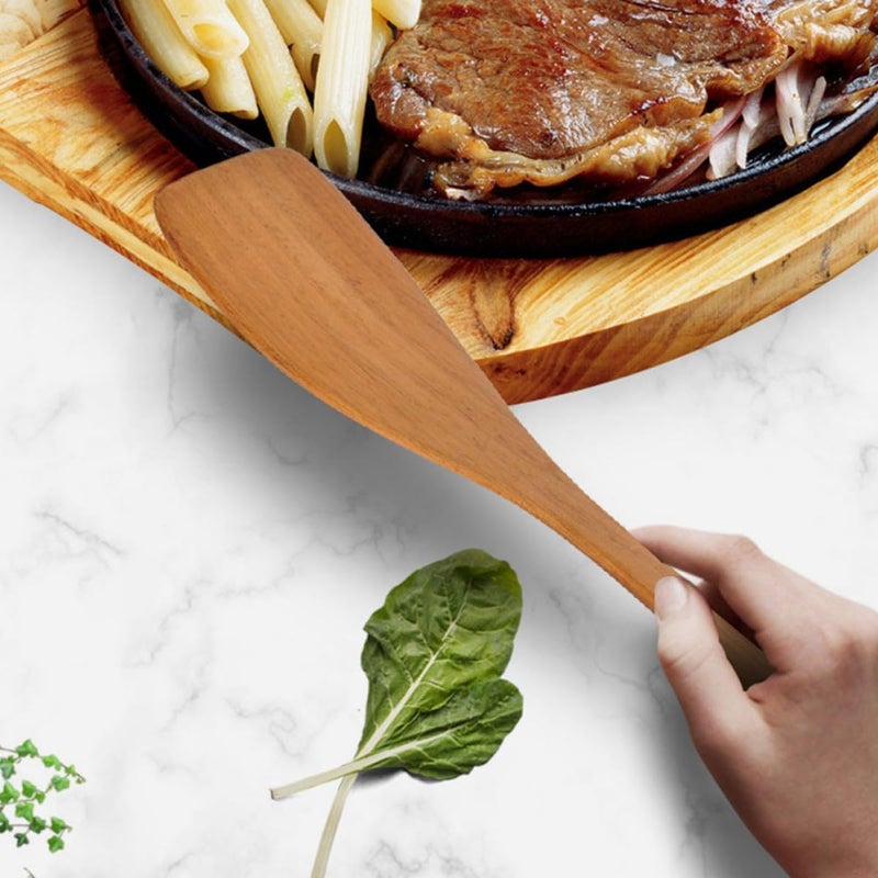 FAVOMOTO Heat-resistant Wooden Cooking Spatula for Non-stick Pans, Long Handle Kitchen Utensil, Natural Wood Kitchen Gadget for Home Cooking and Frying - Image 3