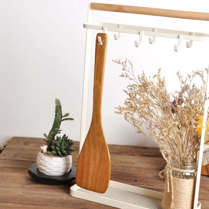 FAVOMOTO Heat-resistant Wooden Cooking Spatula for Non-stick Pans, Long Handle Kitchen Utensil, Natural Wood Kitchen Gadget for Home Cooking and Frying - Image 4