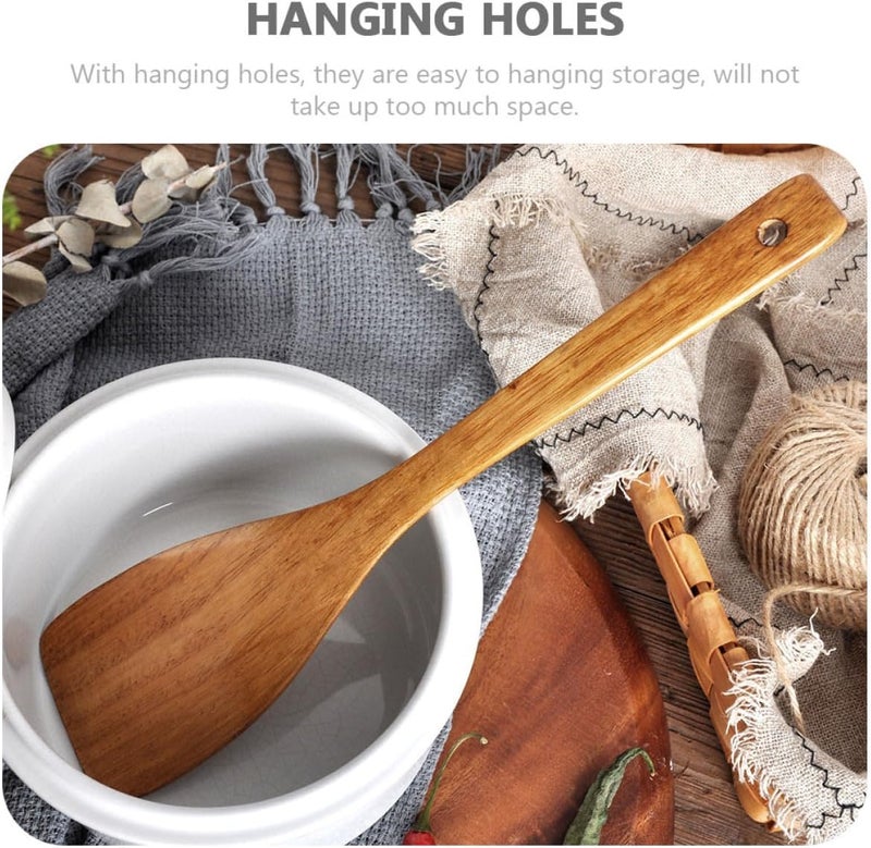 FAVOMOTO Heat-resistant Wooden Cooking Spatula for Non-stick Pans, Long Handle Kitchen Utensil, Natural Wood Kitchen Gadget for Home Cooking and Frying - Image 2