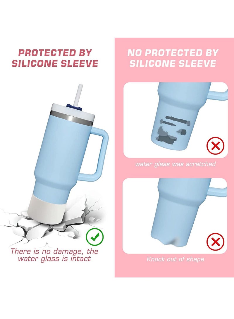SYOSI Protector Silicone Boot Compatible with Stanley Quencher Adventure 40oz & Stanley IceFlow 20oz 30oz, Water Cup Silicone Protective Bottom Cover, Reduces Noise 2PCS  - Image 4