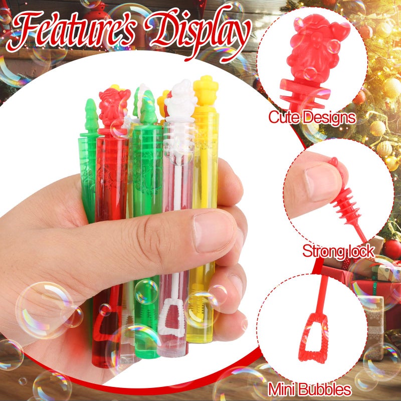 CCINEE 40pcs Christmas Bubble Wands Bulk  Mini Bubbles for Kids Party Favors Bulk Xmas Bubbles Pipe Toys Stocking Stuffers Classroom Prize Santa Snowman Bubble Sticks - Image 5