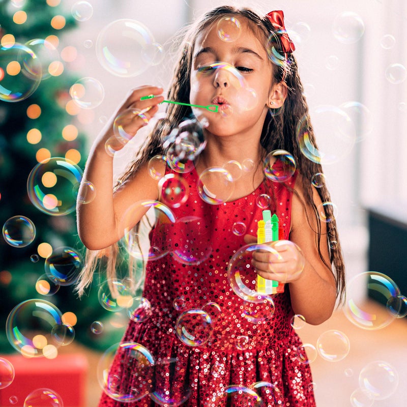 CCINEE 40pcs Christmas Bubble Wands Bulk  Mini Bubbles for Kids Party Favors Bulk Xmas Bubbles Pipe Toys Stocking Stuffers Classroom Prize Santa Snowman Bubble Sticks - Image 4