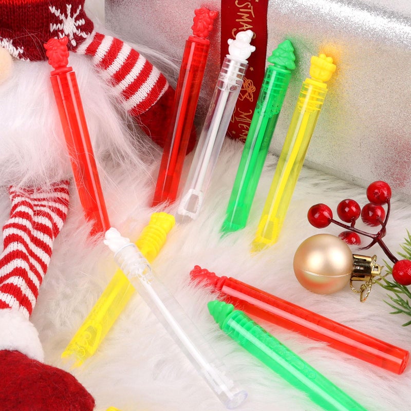 CCINEE 40pcs Christmas Bubble Wands Bulk  Mini Bubbles for Kids Party Favors Bulk Xmas Bubbles Pipe Toys Stocking Stuffers Classroom Prize Santa Snowman Bubble Sticks - Image 3