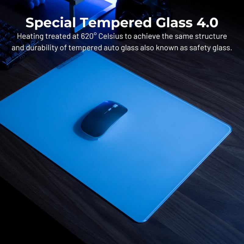 GMKWTL XVX White Glass Mouse Pad 4.0, Hard Mousepad for Gaming,Ultra-Smooth Micro-Etched Surface with Non-Slip Rubber Base(410mm*310mm) - Image 2