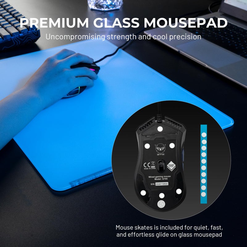 GMKWTL XVX White Glass Mouse Pad 4.0, Hard Mousepad for Gaming,Ultra-Smooth Micro-Etched Surface with Non-Slip Rubber Base(410mm*310mm) - Image 4