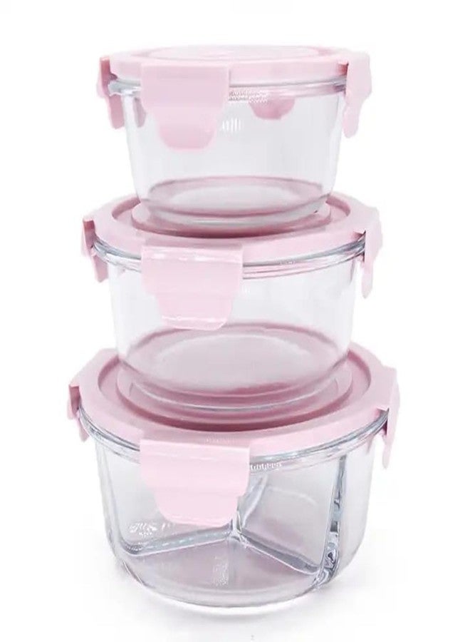 KRIVAL Compartment Round Lunch Box Food Container Tiffin Container Box with Lock Lid for Microwave Safe Air tight Leakproof Lunch Box (MultiColor) - Image 2