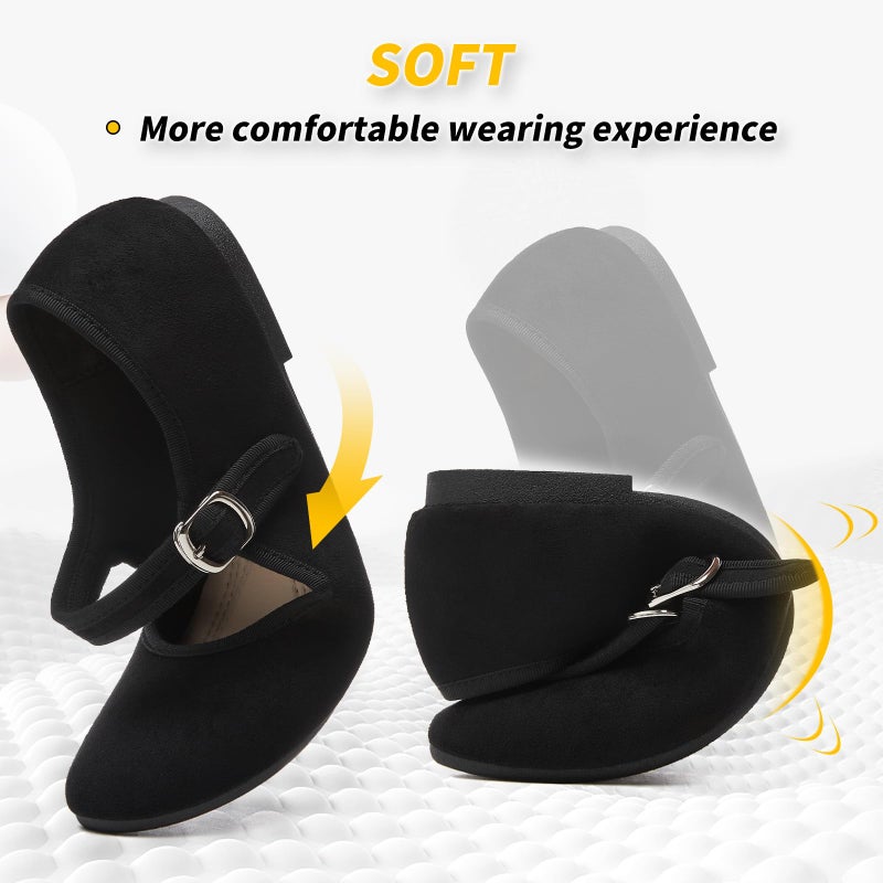 BABUDOG Womens Mary Jane Flats with Strap,Faux Suede Black Flats Shoes,Flats Shoes Women Dressy Comfortable(Black 08) - Image 5