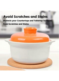 Teuuea 8 PCS Round Cork Plate Pad, Thick Cork Countertop Plate Pad Coaster, Heat Resistant Multifunctional Table Cork Board, for Hot Dishes Pots Cookware Plant Gardening DIY Indoor Outdoor, 18.7*18.7CM  - Image 5